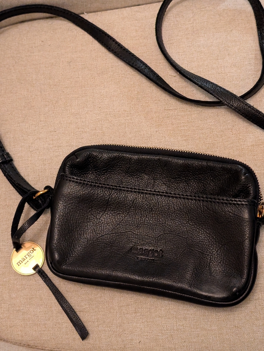 Margo New York Black Leather Crossbody  Designer Bag